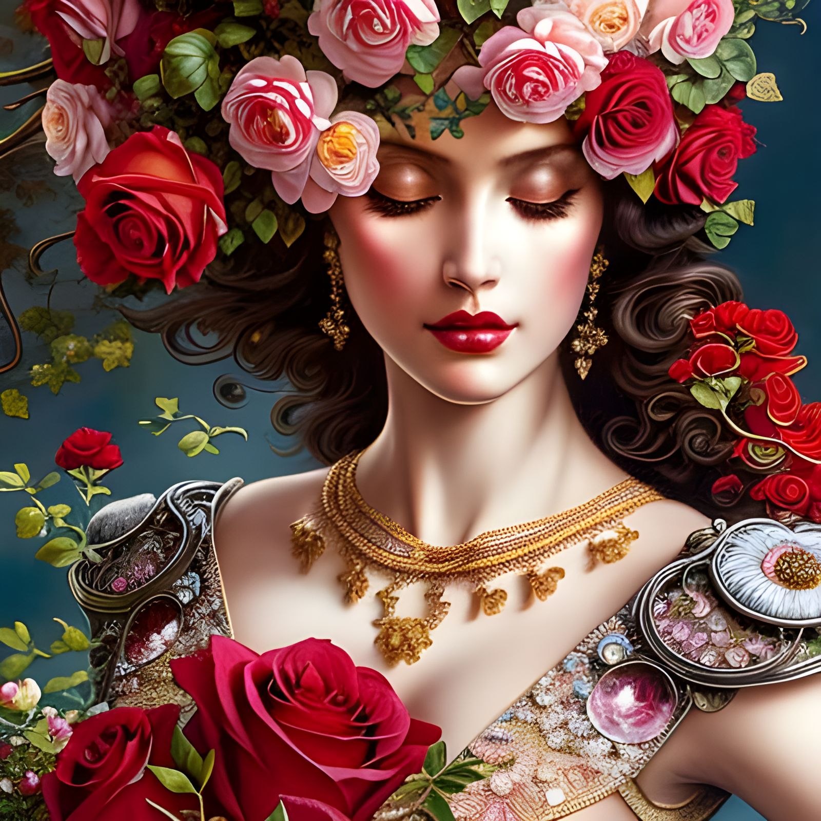 Rococo Rose with Hearts and Flowers in 8K