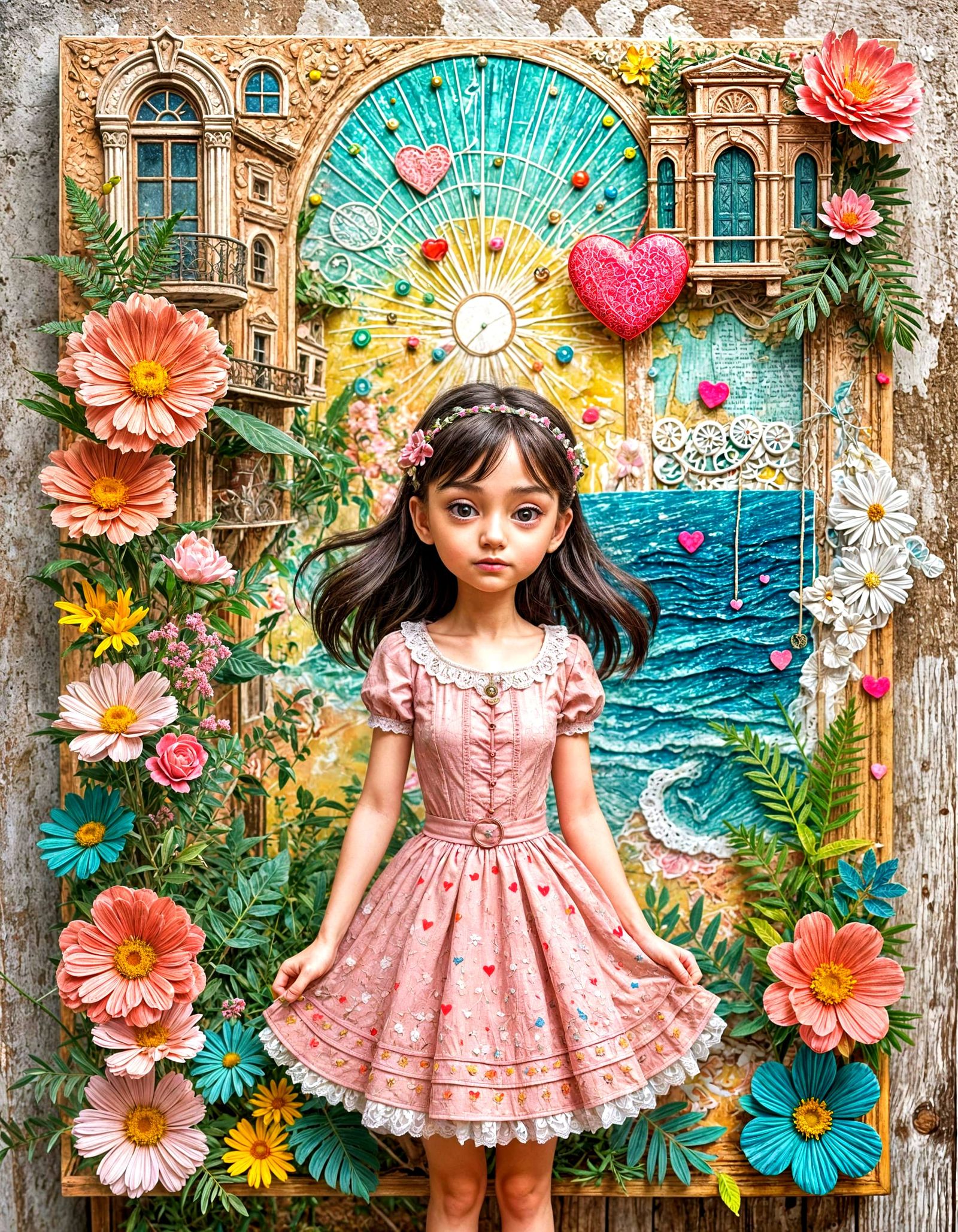 Minny Kay in Mixed Media Style with Heart