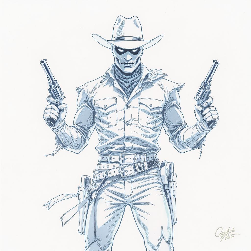 Ethereal Cowboy in Comic Book Art Style