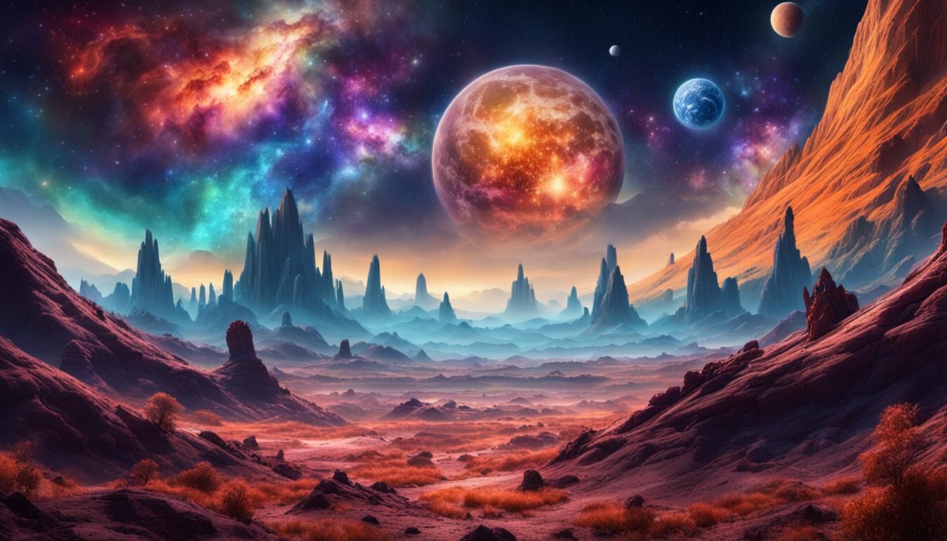 Fantastical Space Landscape in Cinematic Style