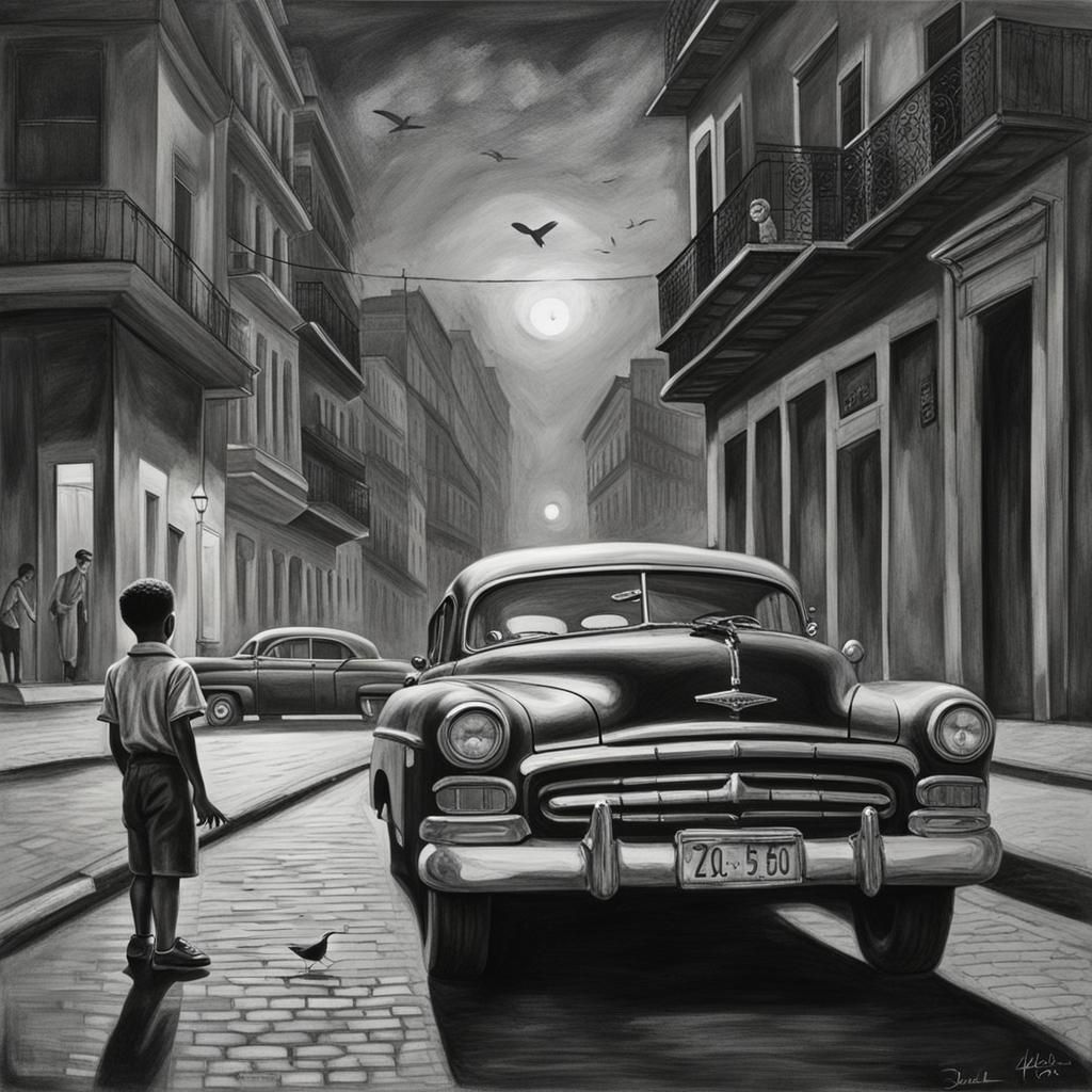 Havana Film Noir Scene at Dusk