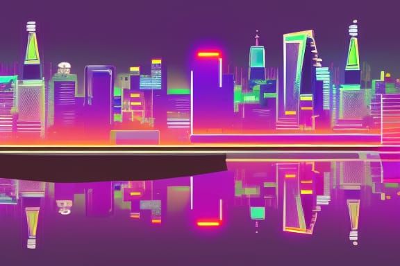 Cyberpunk Cityscape with Neon Skyscrapers