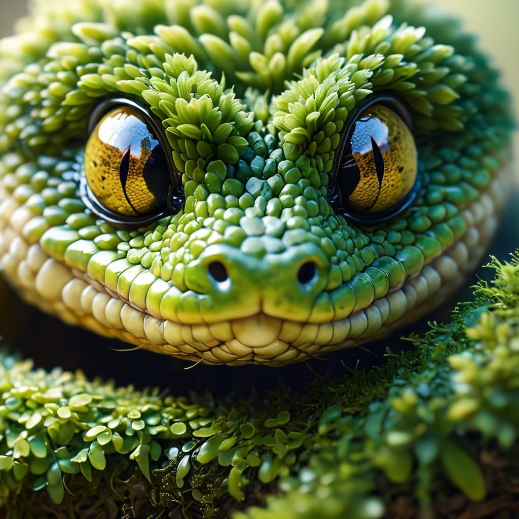 Moss Snake Portrait in Van Gogh Style
