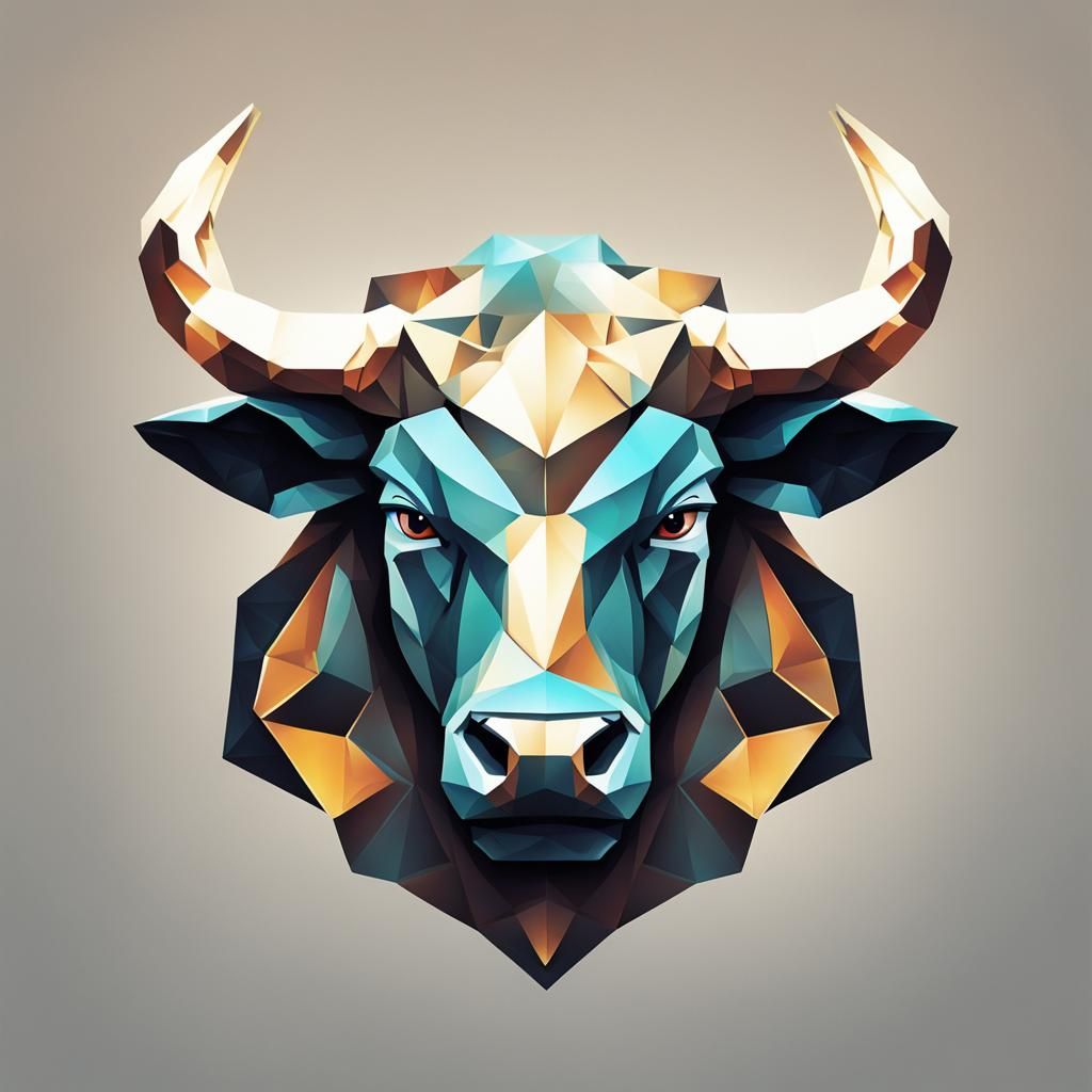 Zodiac Taurus Head Logo in Low Poly Art