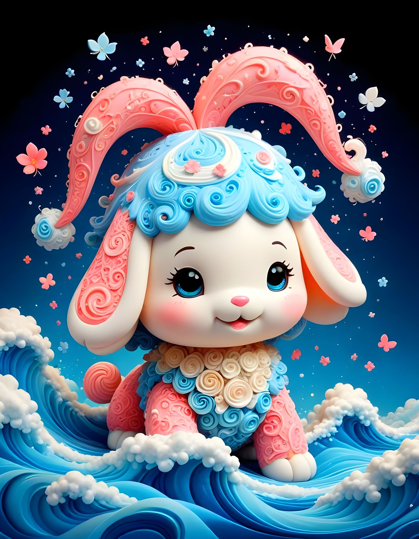 Kawaii Cinnamoroll Art with Fractal Elements