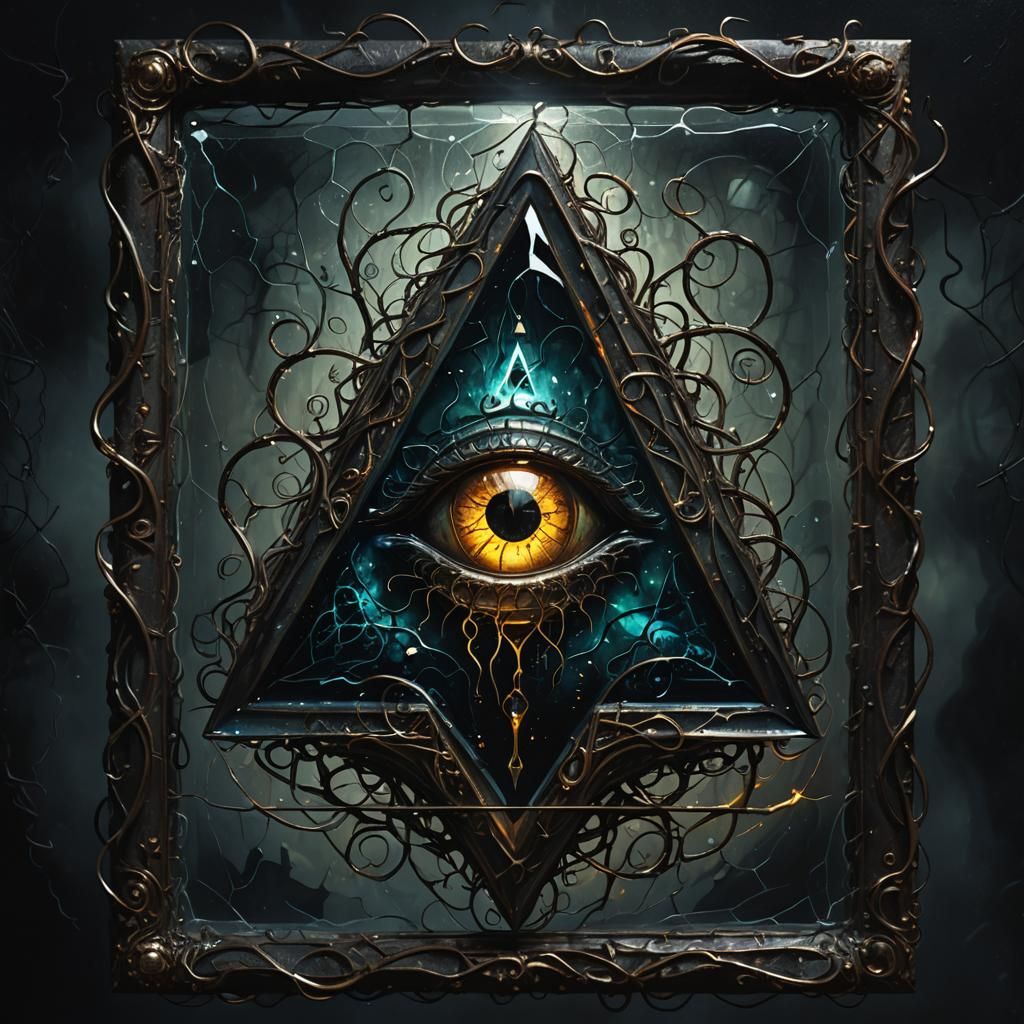 Eerie Dark Fantasy Eye Brain in Glass, Beksiński Style