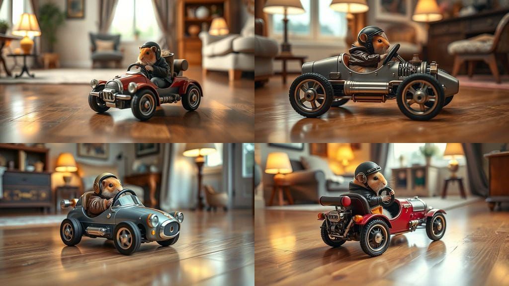 Adorable Hamster Driving a Tiny Car