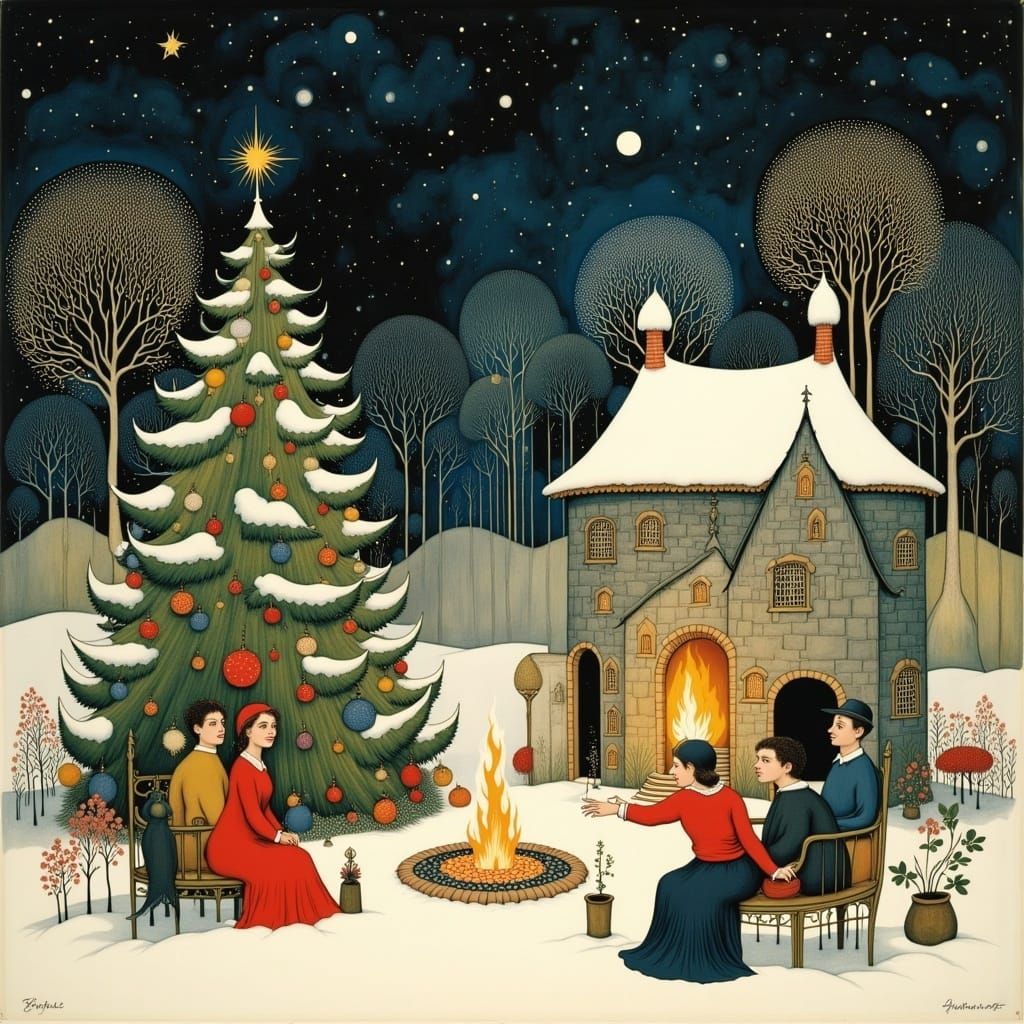 Nostalgic Christmas Scene by Firelight