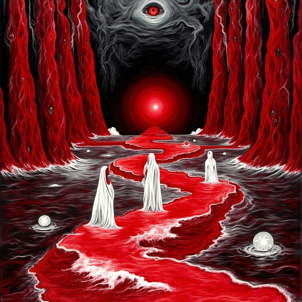 Surreal Exodus Through Red Sea in Esoteric Style