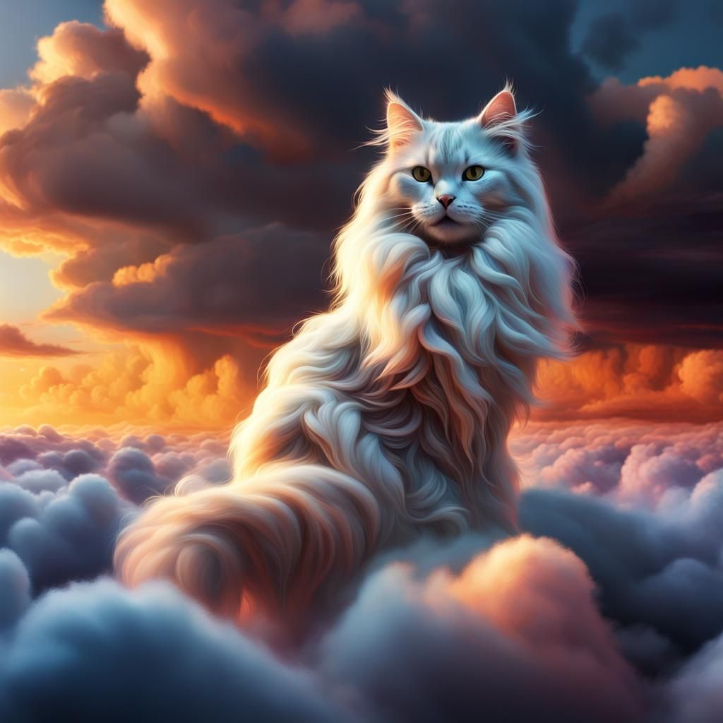 Cloud Cat Transmuting: Awe-Inspiring Digital Art