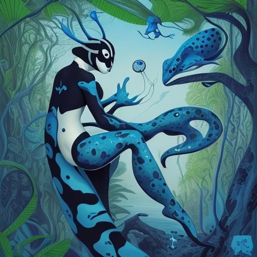 Surreal Blue Poison Dart Frog Digital Art
