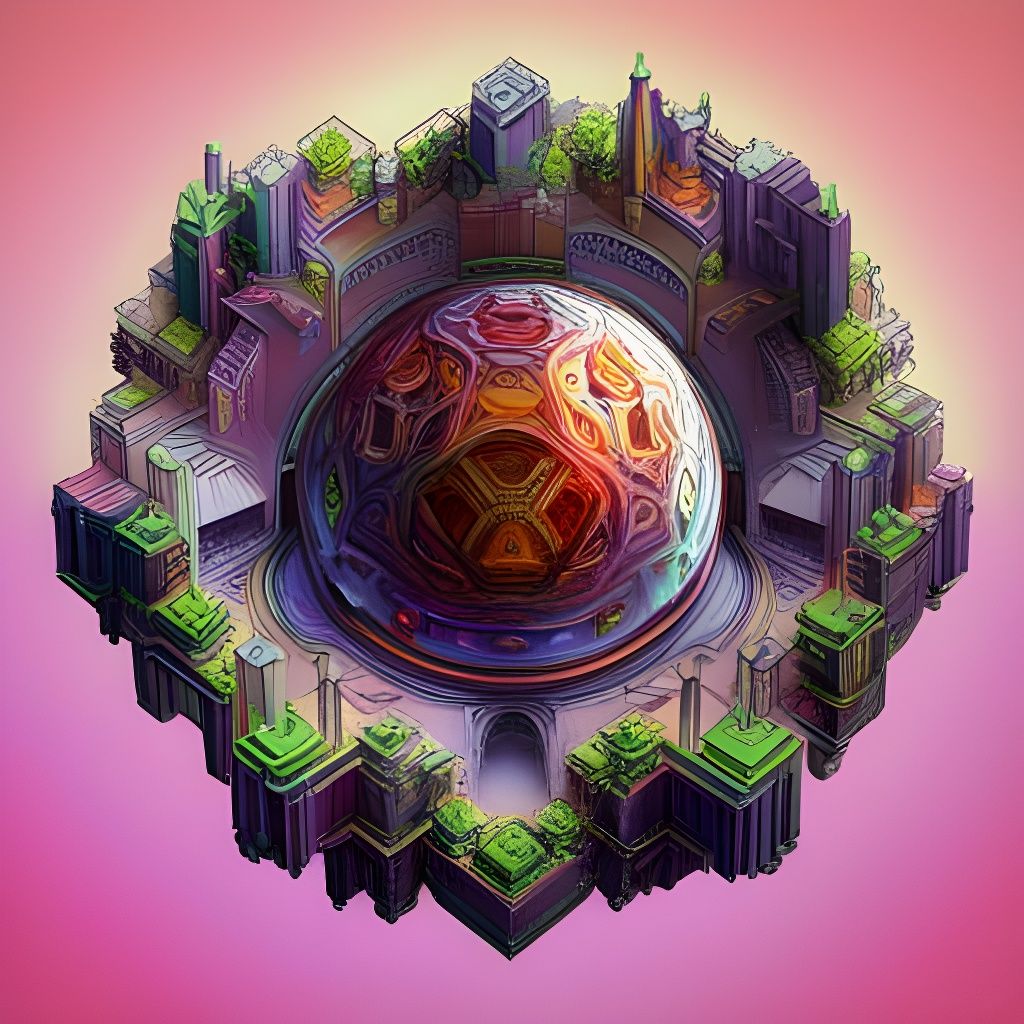 Psychedelic 3D Render: Microscopic Fractal Landscape