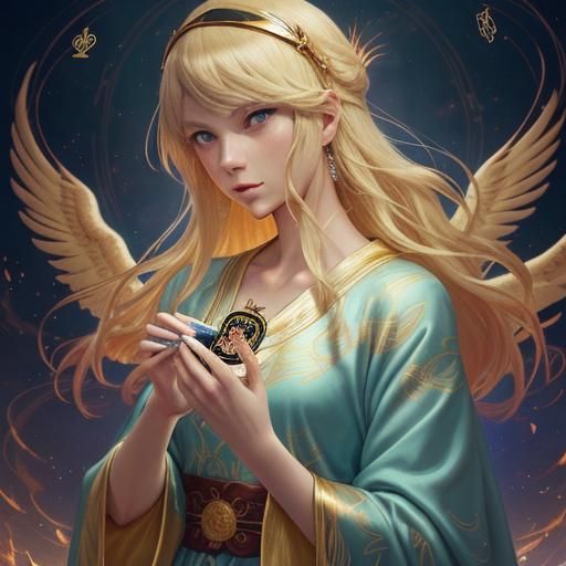 Taylor Swift as Phoenix Tarot Reader in Anime Style