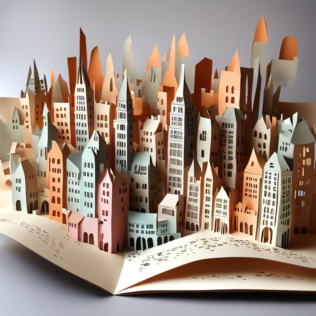 Paper City Pop-Up Book in Kirigami Style