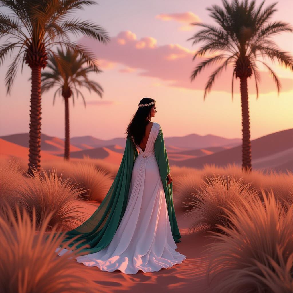 Queen of Palms in Wadi: Dreamy Ethereal Art