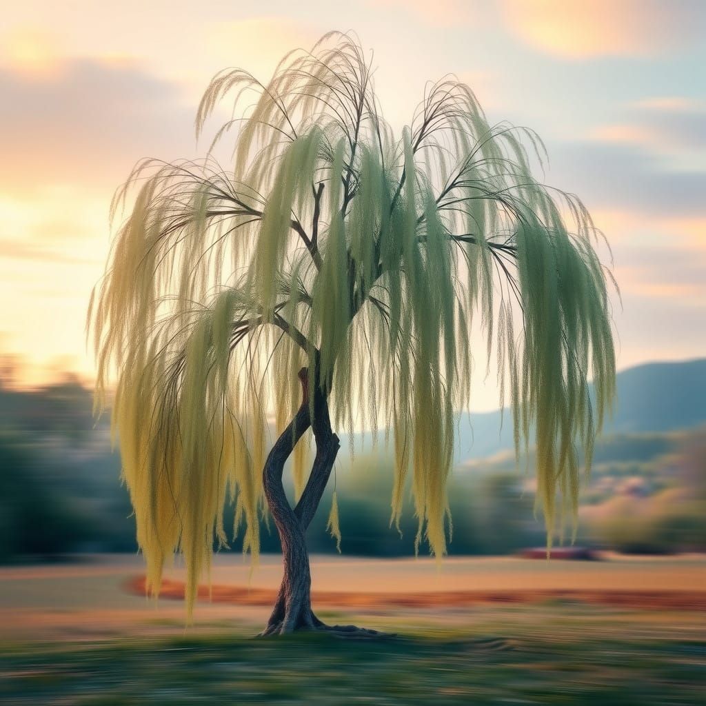 Ethereal Weeping Willow in Golden Light