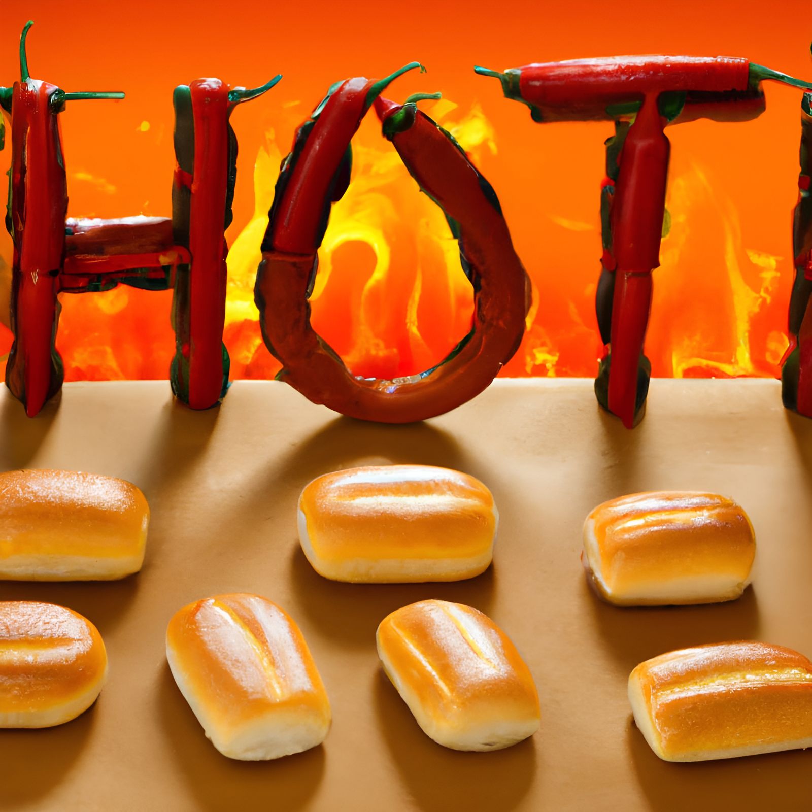 3D Bread Text Art: "Hot" in Bakery