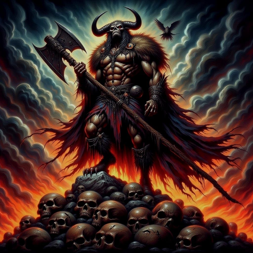 Minotaur Barbarian in Dark Fantasy Style