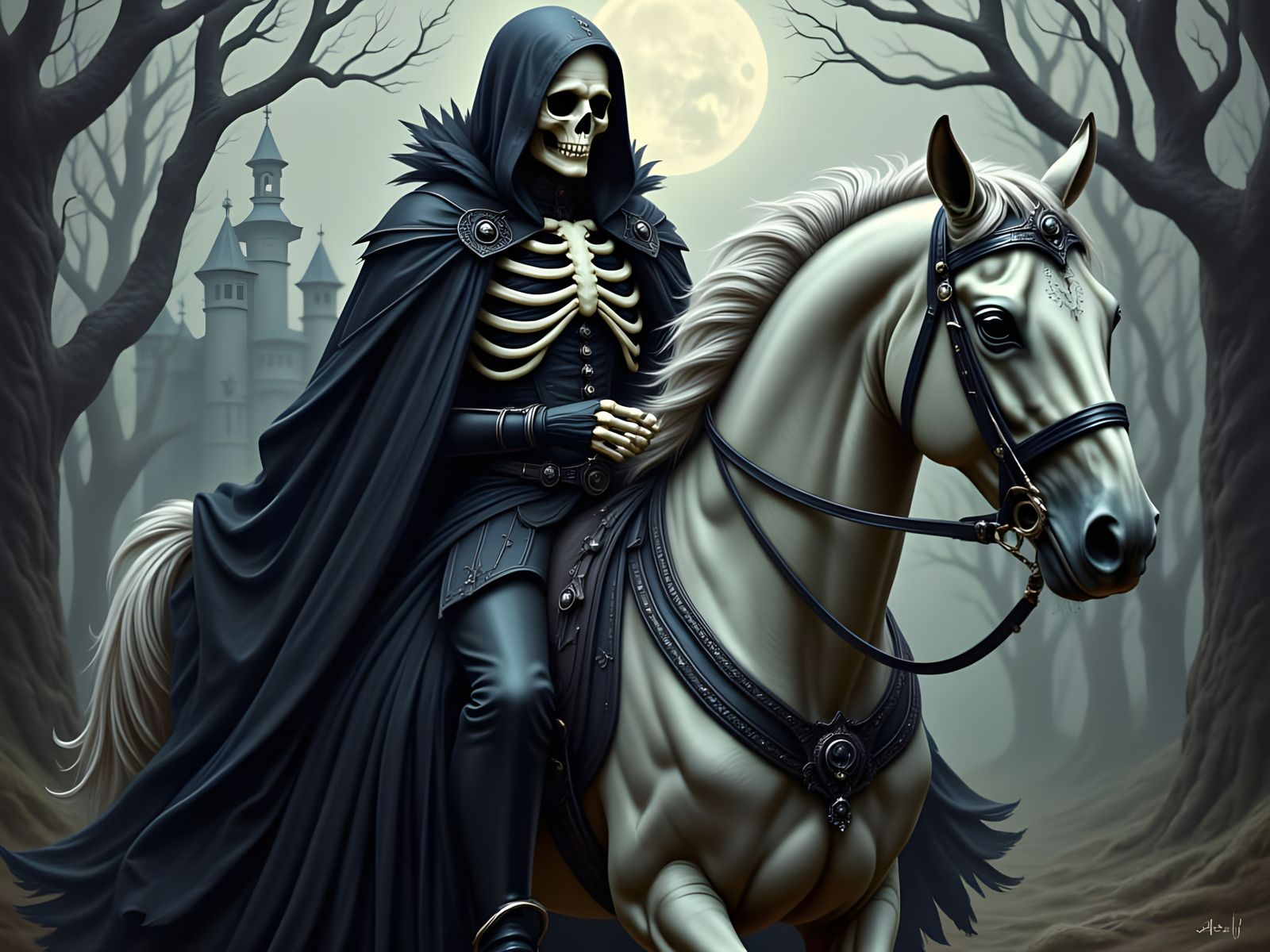Death Rides a Victorian Gothic Skeleton Horse