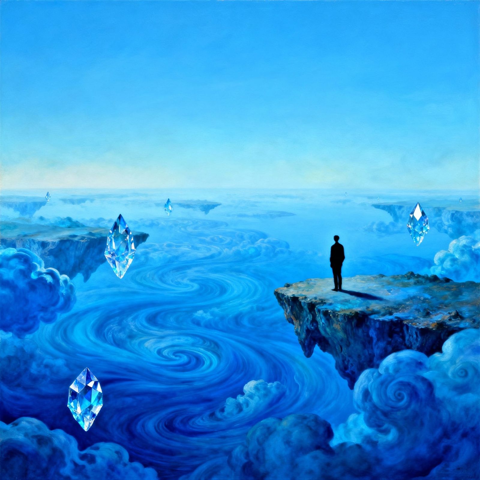 Ethereal Azure Dreamscape with Floating Islands