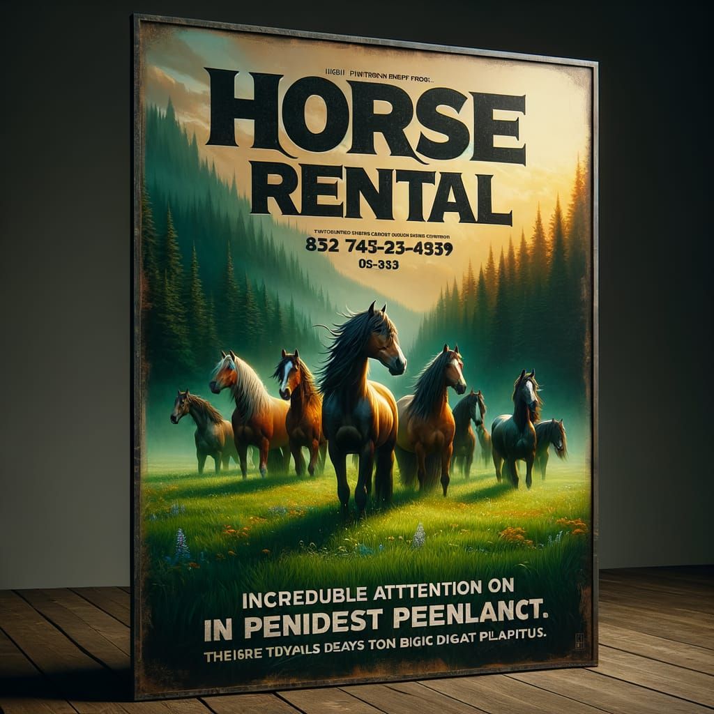 Horse Rental Advertisement in Matte Painting Style