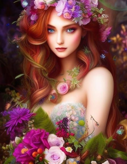 Teen Princess in Fairy Garden at Sunrise