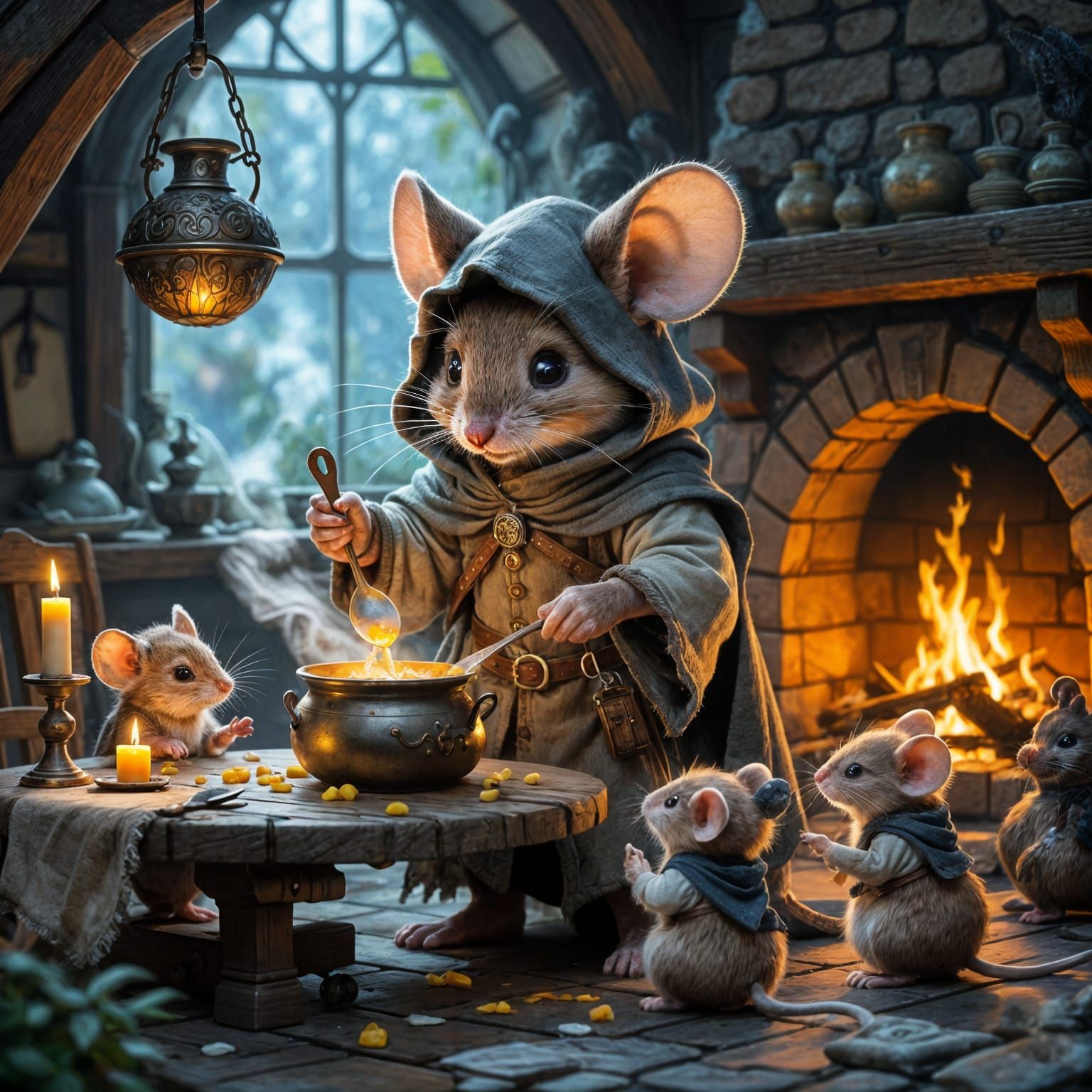 Anthropomorphic Mouse Chef in Ethereal Fantasy Setting