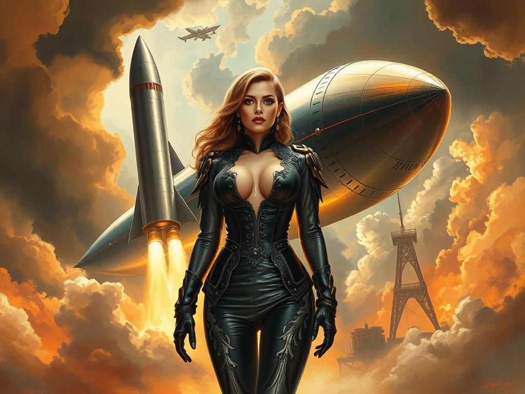 Space Zeppelin Captain in Baroque Sci-Fi Style