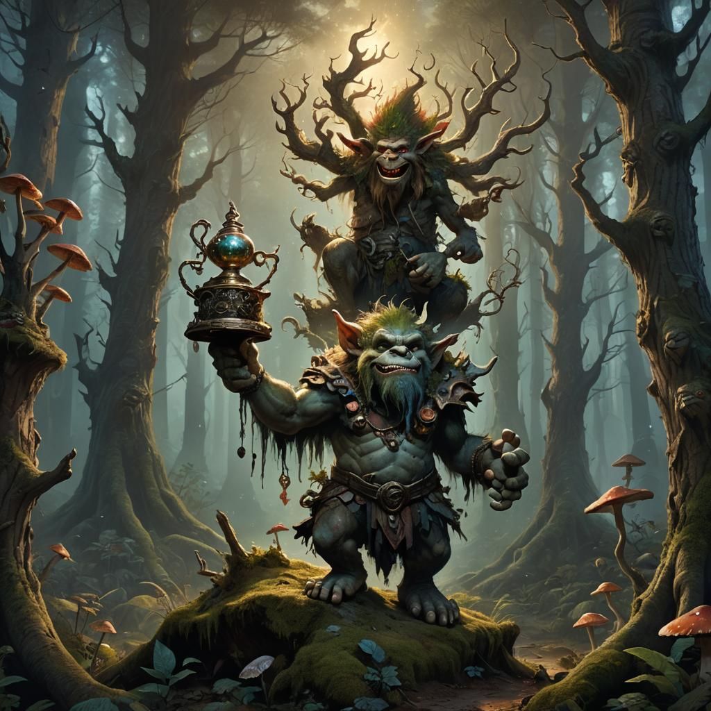 Troll's Trophy in Mystical Forest: Fantasy Concept Art