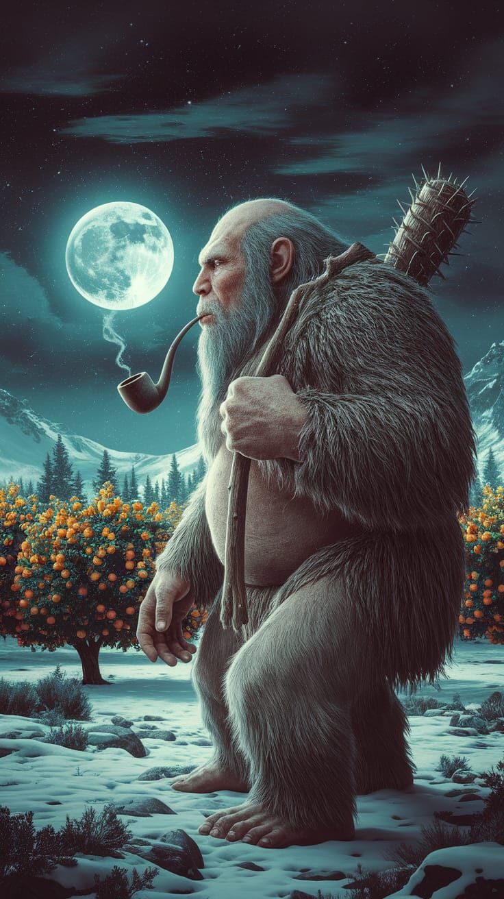 Gigantic Ice Age Man Under UV Light