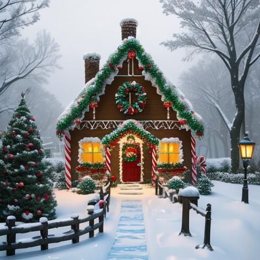 Gingerbread House in Winter Wonderland