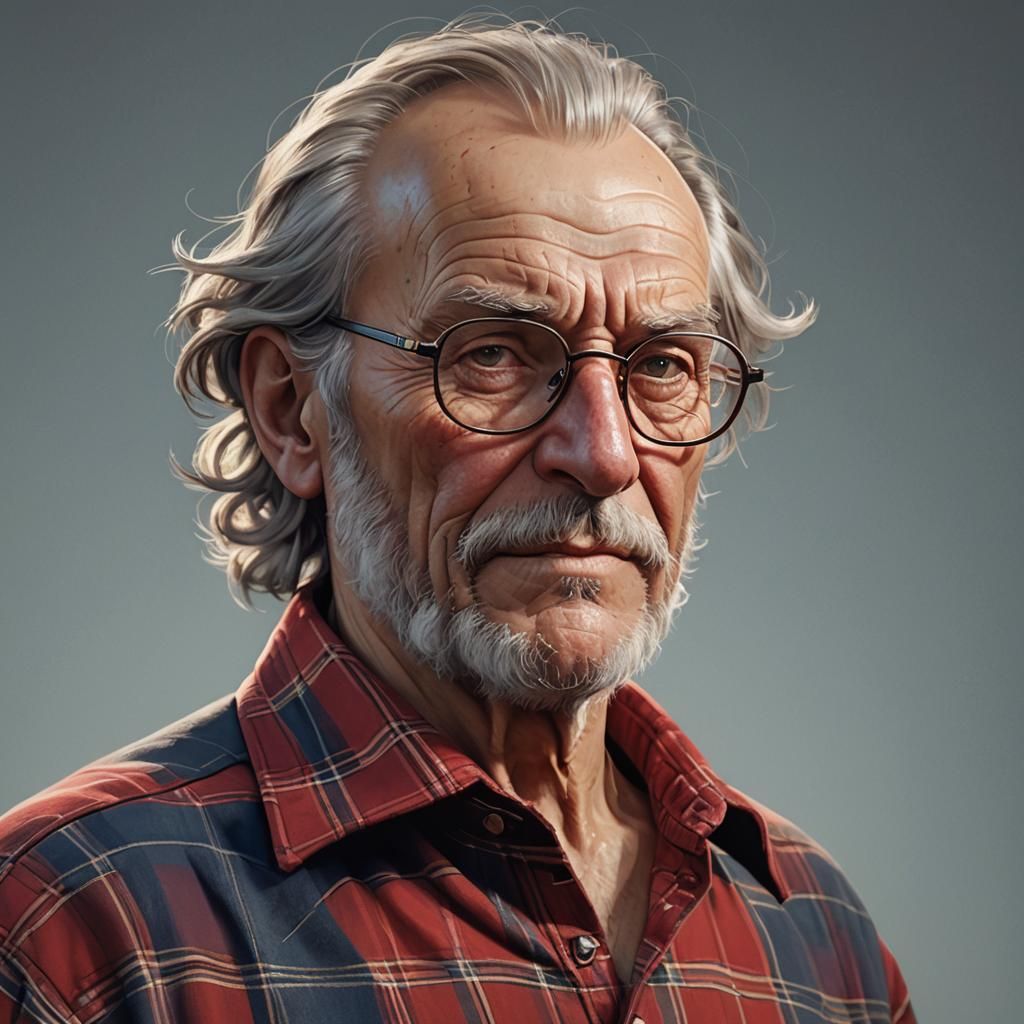 Detailed Portrait of an Old Man in Flannel