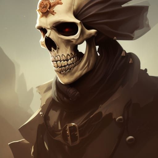 Skeleton Pirate Portrait in Detailed Digital Art Style
