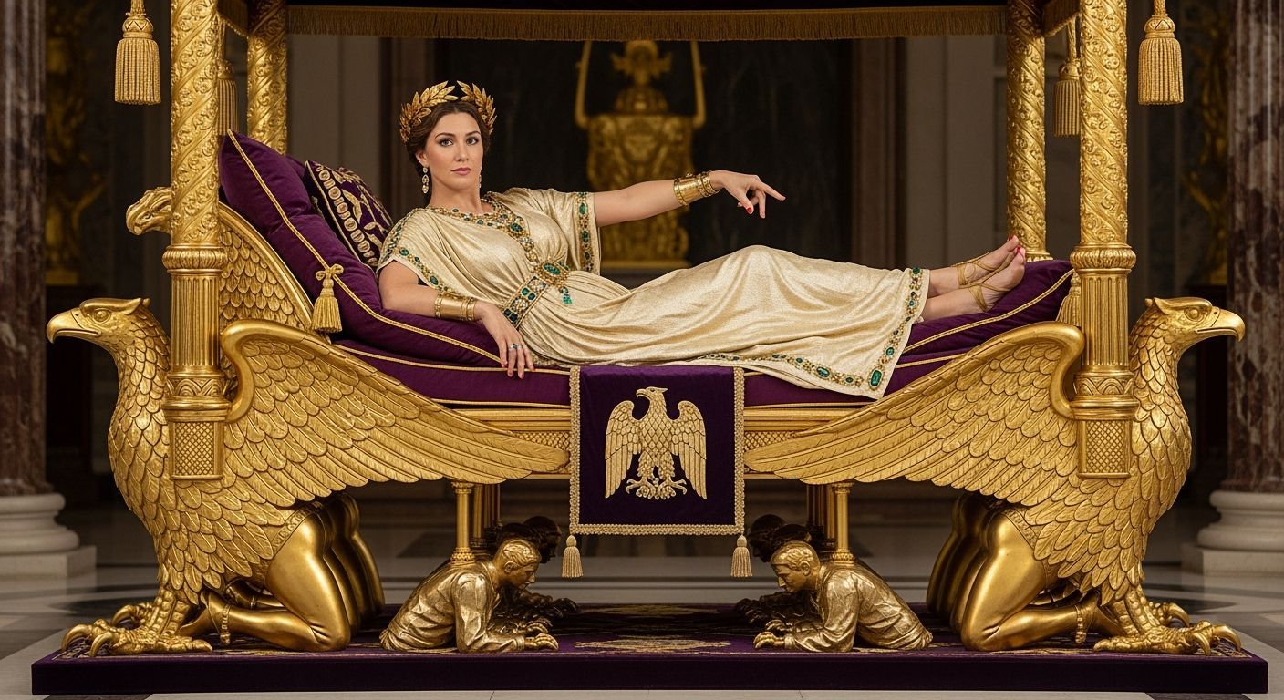 Opulent Roman Empress on Eagle Litter