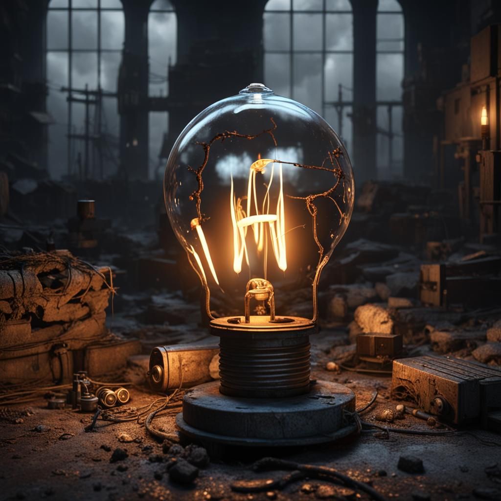 Post-Apocalyptic Candlelit Bulb in Detailed Matte Painting