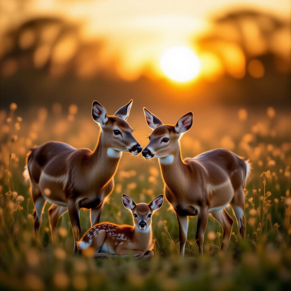 Deer in Meadow at Sunset: Professional Photography