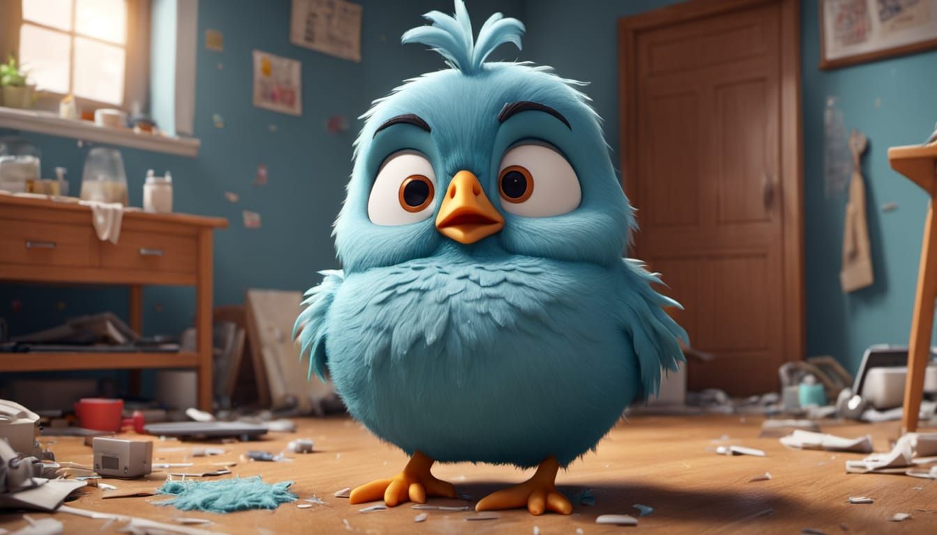 Grumpy Chick in Messy Apartment: 3D Animated Film