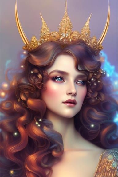 Fairy with Phoenix Portrait in Ethereal Art Style
