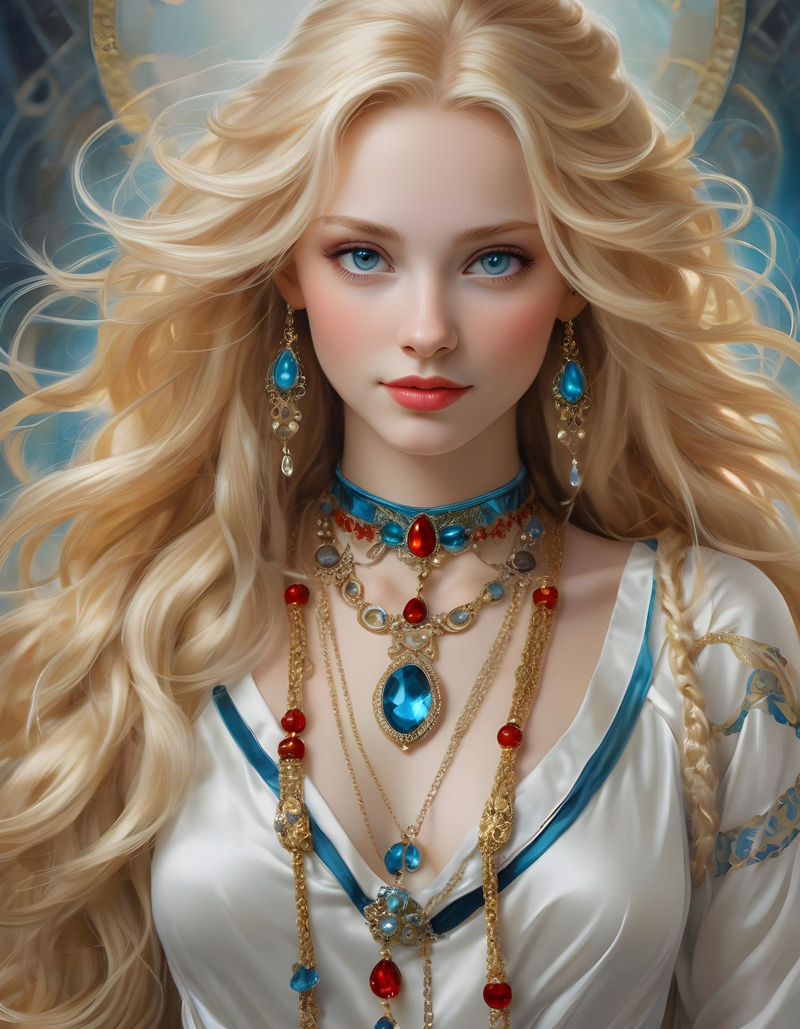 Norse Goddess Portrait in Anna Razumovskaya Style