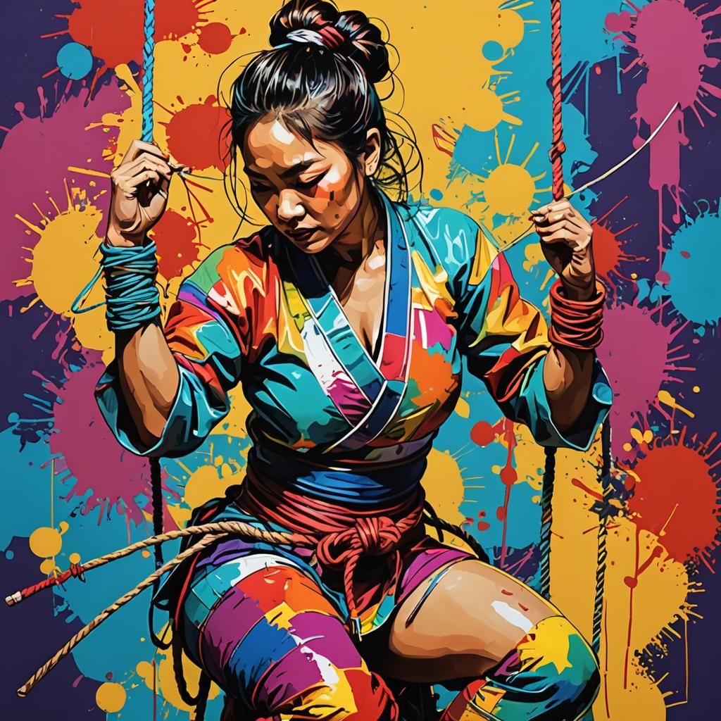 Filipina Shibari Pose in Pop Art Style