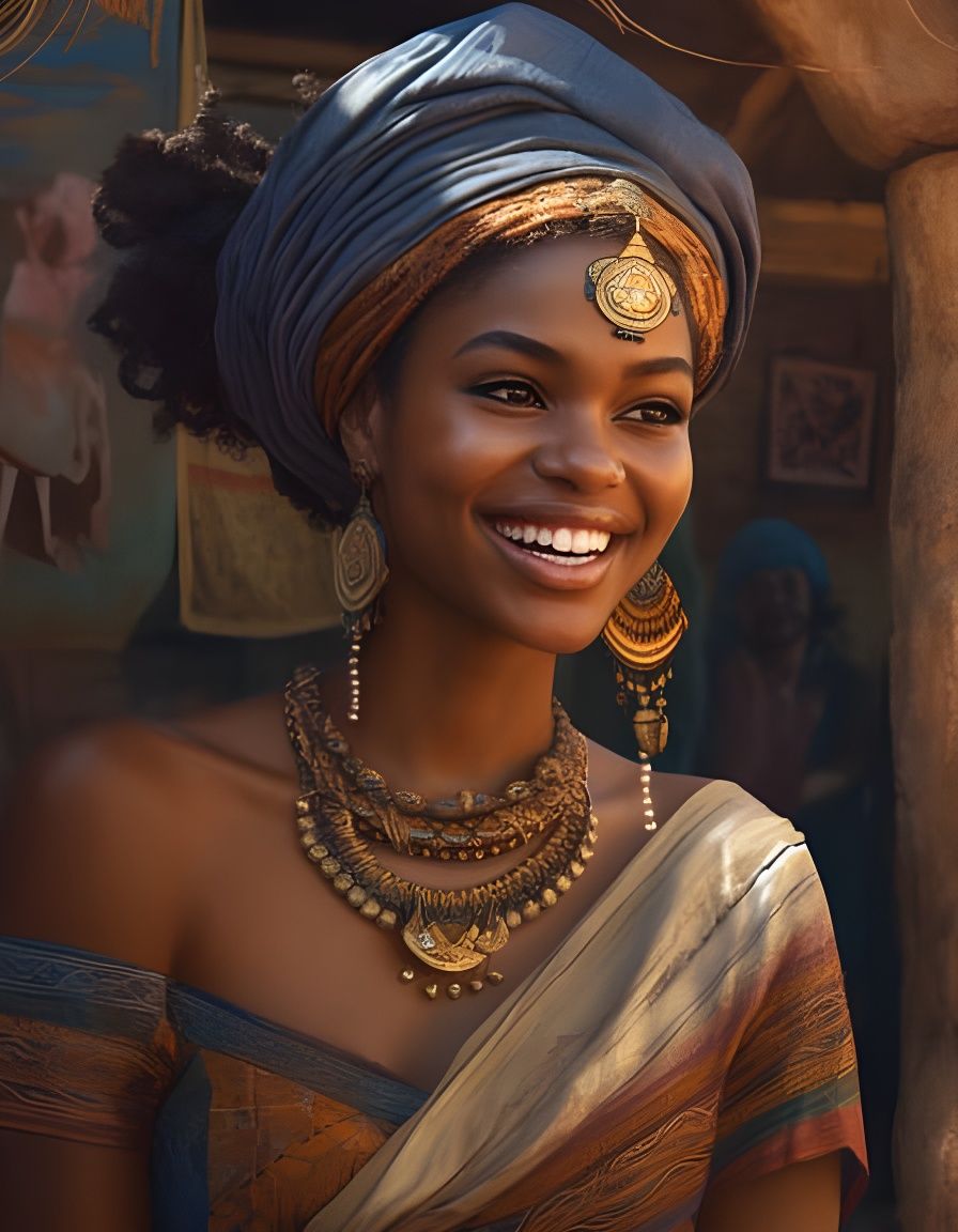 Radiant African Woman Portrait in Traditional Style