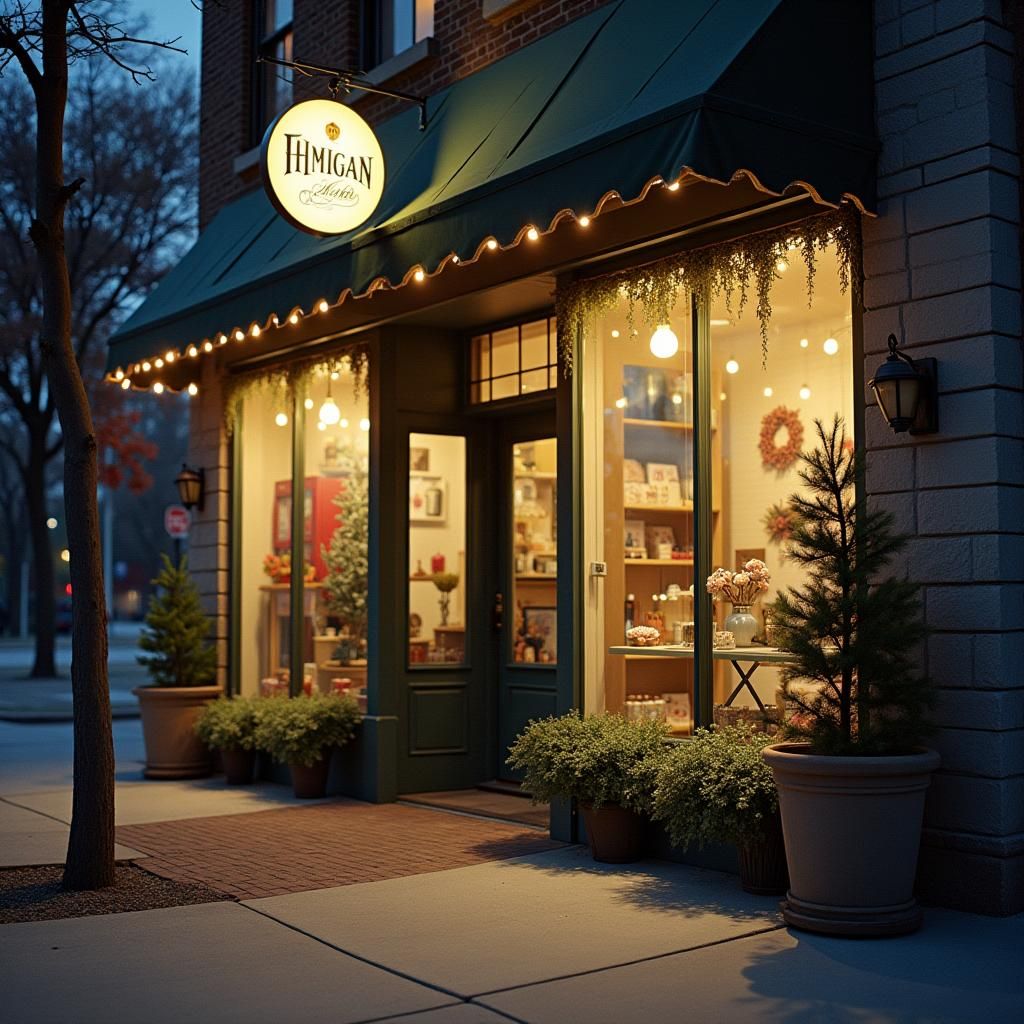 Charming Gift Shop on Michigan Street: Cinematic Film Still