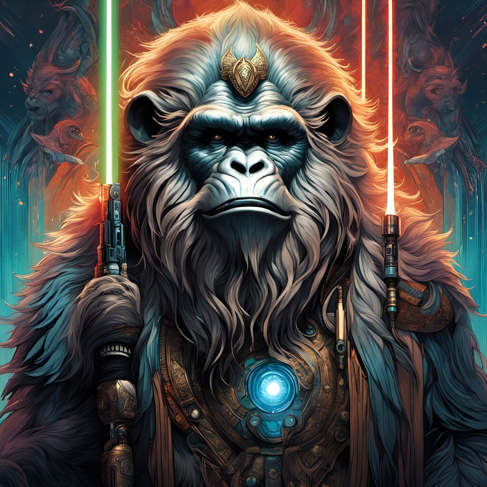 Imposing Yeti Warrior with Lightsaber Portrait