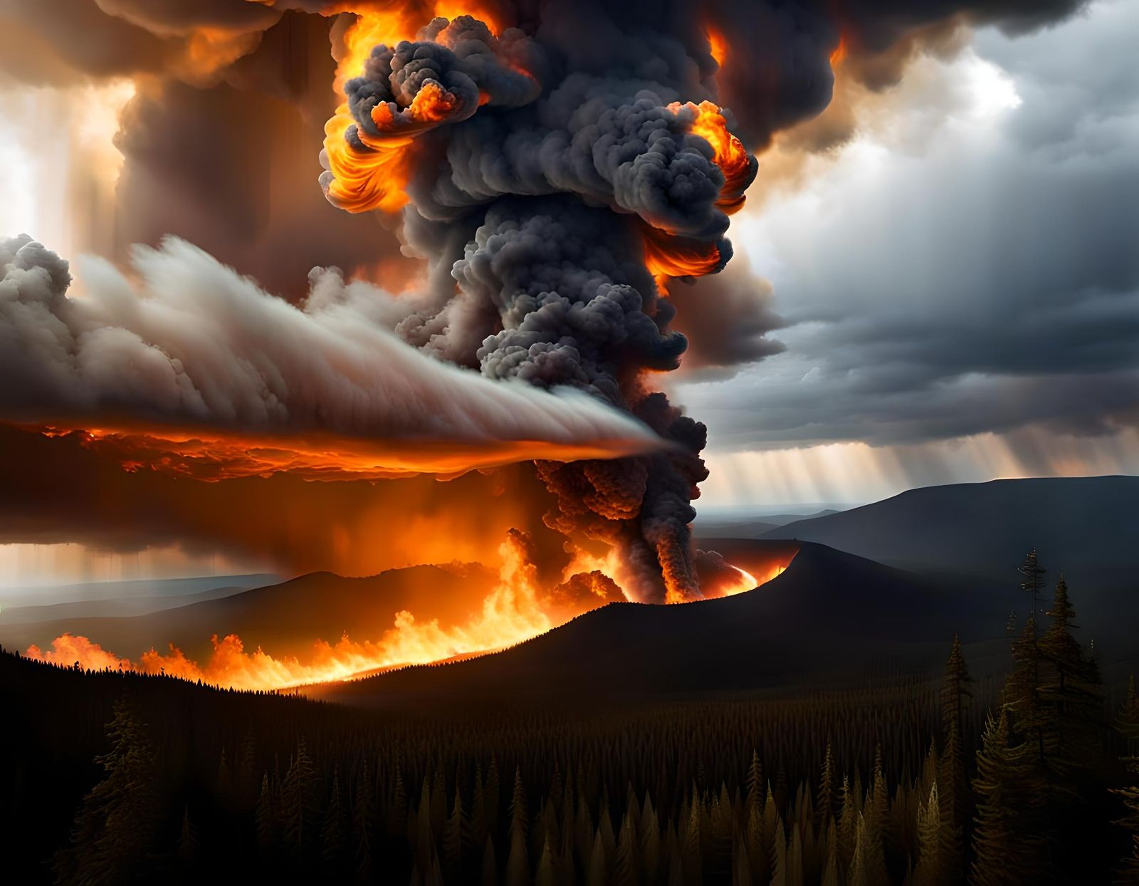 Volcanic Eruption in Painterly Digital Art