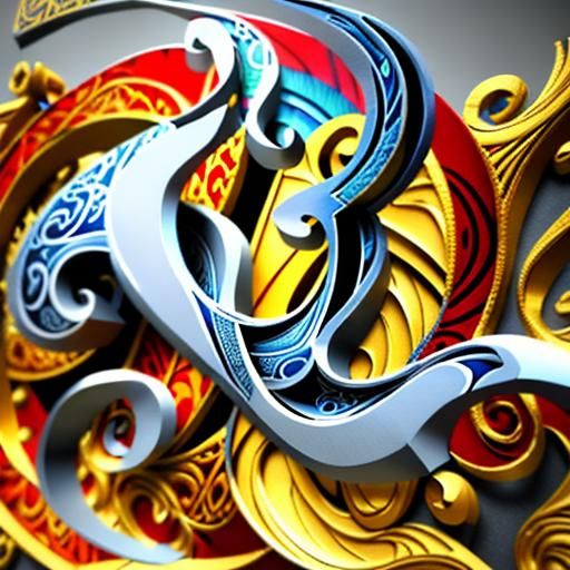 Elaborate Calligraphic Design in 3D