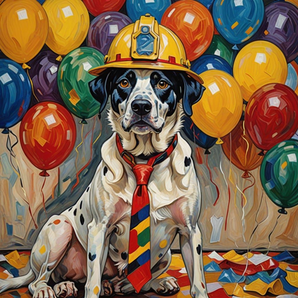 Joyful Dalmatian Celebrates in a Vibrant Neo-Expressionist S...