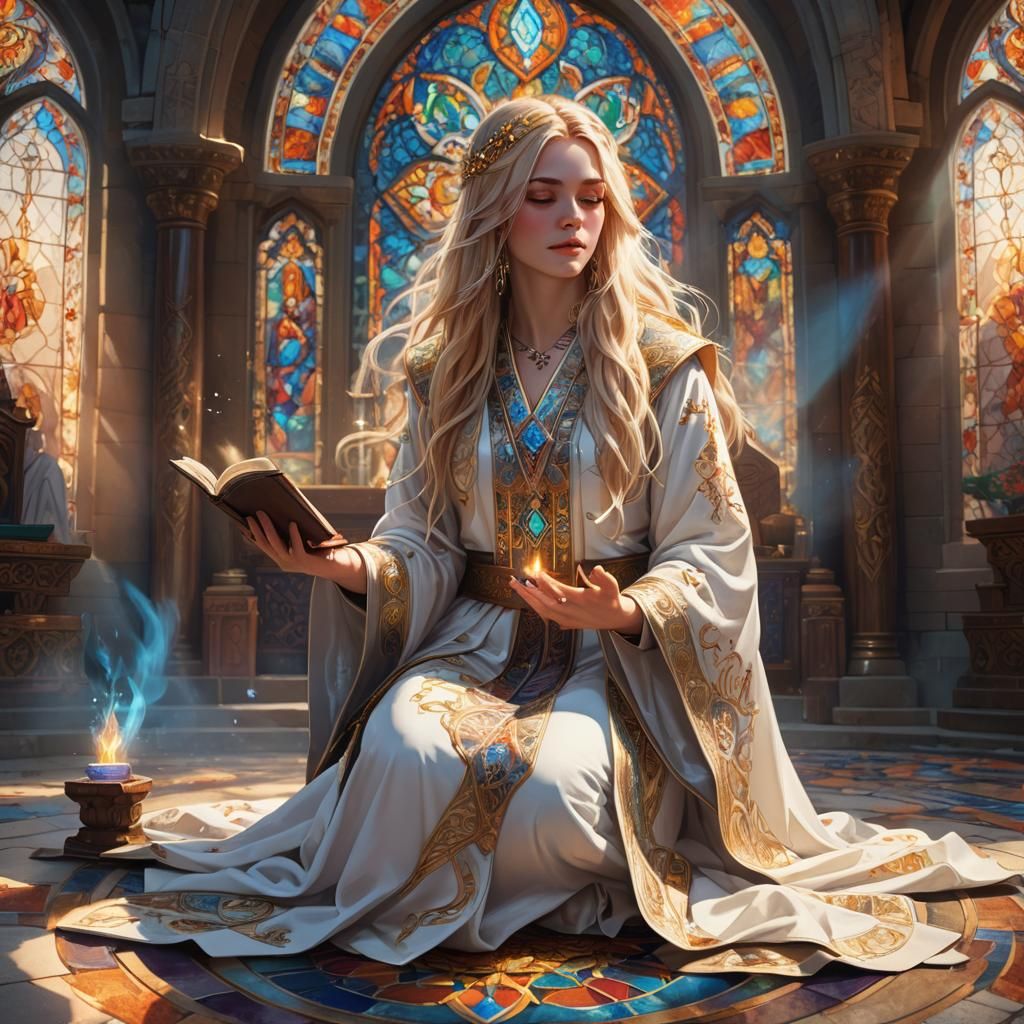 Priestess at Altar: Fantasy Concept Art