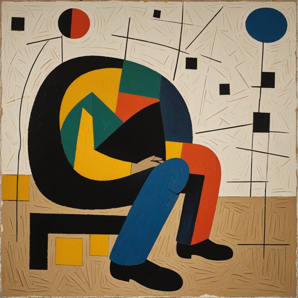 Cubist Thinker Lost in Thought