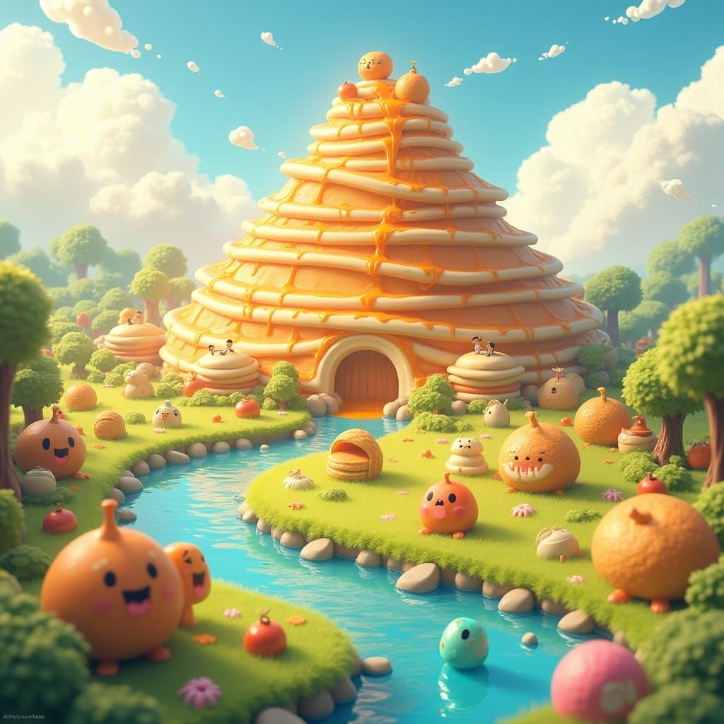 Pancake Mountain: A Whimsical Anime Foodscape