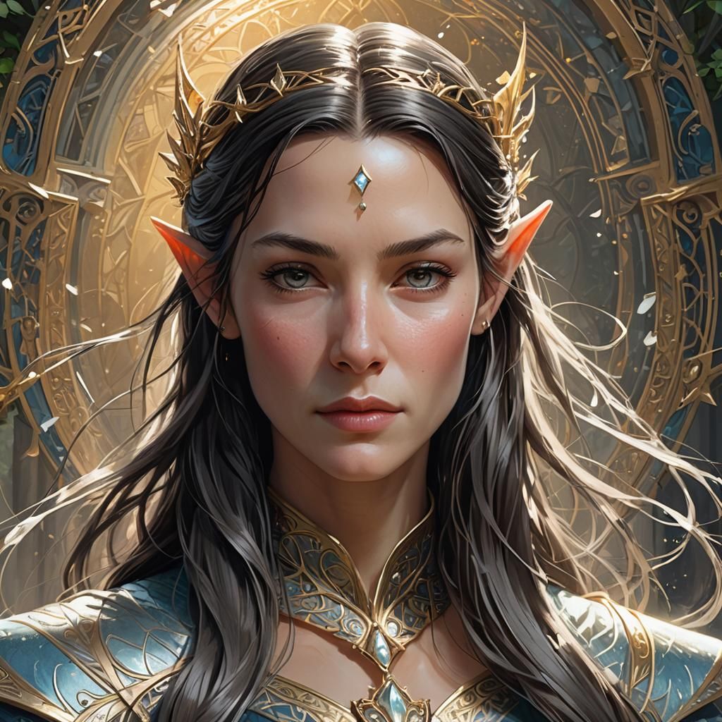 Arwen Undómiel Portrait by Greg Rutkowski, Artgerm, and Alph...